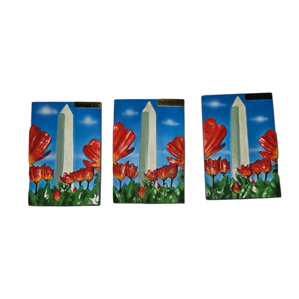 Set of (3) Washington D.C. Monument & Tulips Refrigerator Magnets